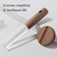 LuminaFlex Wireless Night Light with a wooden textured handle and frosted acrylic light cover, featuring a circular wooden base and a black button