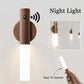 LuminaFlex Wireless Night Light with wooden top and cylindrical white acrylic diffuser, featuring motion sensor and easy extract design