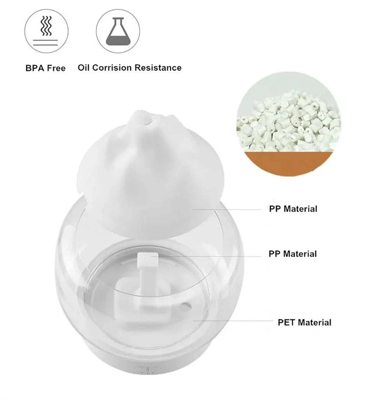 Ultrasonic air humidifier with LED lamp emitting mist for home comfort and improved indoor air quality