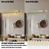 Modern Champagne Gold Kitchen Island Lamp with oval crystal ceiling chandelier design featuring an adjustable chain and elegant golden frame