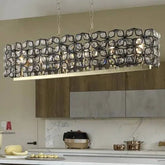 modern champagne gold oval crystal chandelier with diamond-shaped crystals