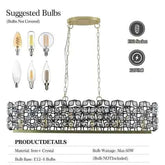 Modern Champagne Gold oval crystal chandelier with iron frame and six E12 socket bulbs, showcasing diamond crystal pattern