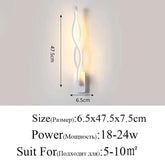 Modern Wall Lamps in white aluminum with a sleek twisted design and warm LED illumination, measuring 6.5x47.5 cm.