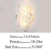 Modern Wall Lamps in white with a sleek, looping acrylic design and aluminum body, measuring 13x35 cm for soft ambient lighting.