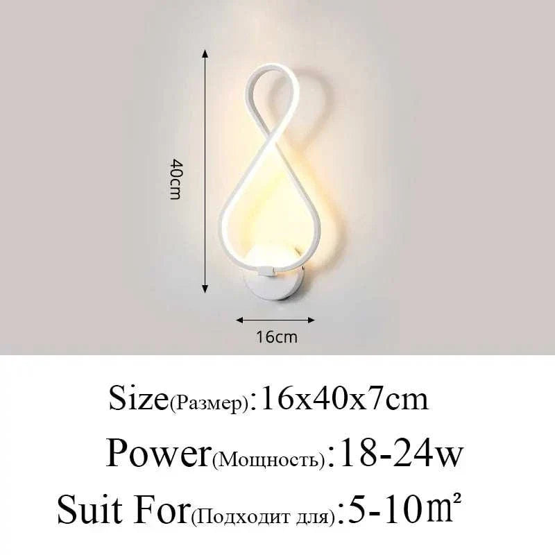 Modern Wall Lamps in white with aluminum body and acrylic diffuser, featuring a unique looped shape and warm light emission.