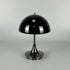 Portable Rechargeable LED Lamp with black metal dome shade and sleek alloy base featuring a button on the side