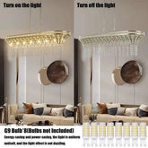 Modern champagne gold kitchen island lamp with oval crystal ceiling chandelier and adjustable height chain
