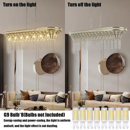 Modern Champagne Gold Kitchen Island Lamp - Oval Crystal Ceiling Chandelier