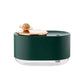 Rotating Planet Aroma Diffuser in dark green with clear base and a wooden rotating planet detail on top