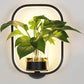 Modern Wall Plant LED Lamp with green indoor plants and soft LED lighting on white wall