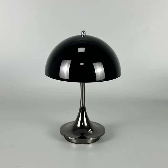 Portable rechargeable LED lamp with dimmable metal lampshade and USB charging