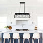 Black iron farmhouse chandelier with five lamps for dining room ceiling