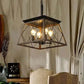 Farmhouse chandelier 4 lights vintage antique iron pendant lamp with walnut and black finish for indoor living room and dining room lighting