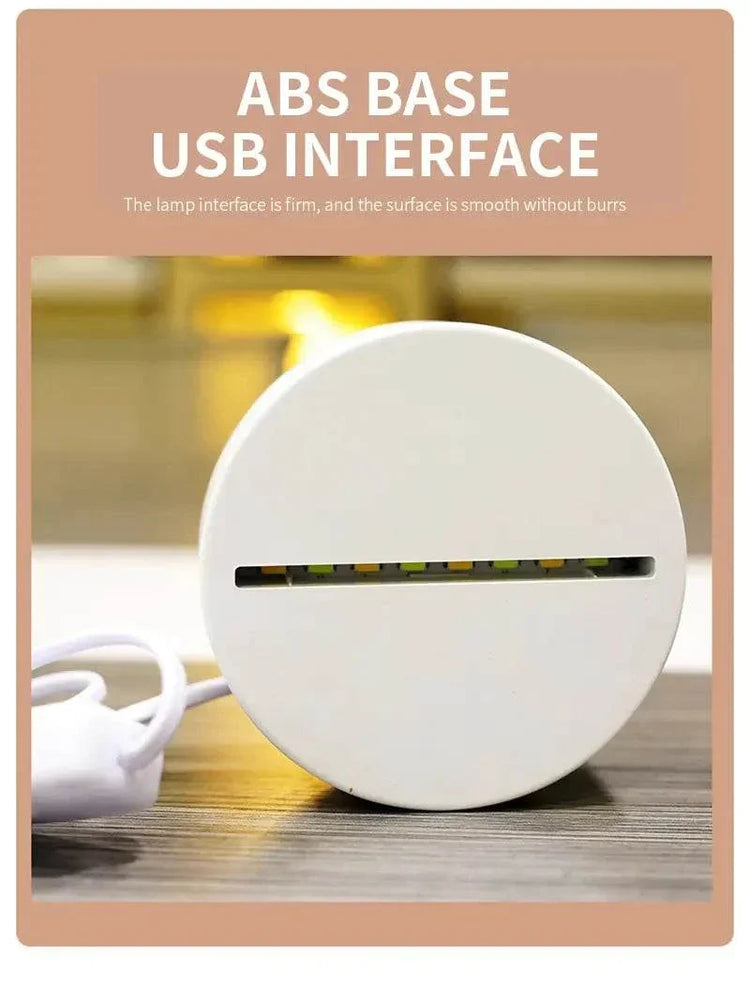 3D LED Lamp round white ABS base with USB interface and smooth surface without burrs for stable connection