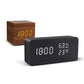 Alarm LED Watch digital wooden clock with black LED display, showing time, humidity and temperature readings