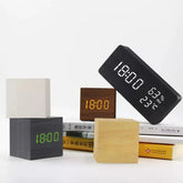 Alarm LED Watch digital wooden clock with LED display, available in black, dark, brown and light wood finishes