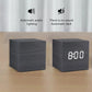 Alarm LED Watch, dark wood cube clock with bright white digital 8:00 display and sound-activated lighting feature