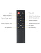 Black remote control for LED Astro Projector featuring buttons for power, time, nebula and star brightness, color switching, and speed adjustments