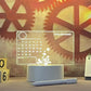 LED Note Board with clear acrylic rectangular panel displaying a calendar and floral design, glowing warmly on a white base with a white marker pen in front