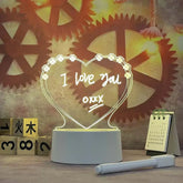 LED Note Board with heart-shaped acrylic panel featuring floral border and handwritten &