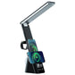 LED Study Lamp in black ABS, with adjustable light bar, digital clock display and wireless charging dock