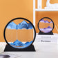 Sand Frame with vibrant blue and purple fine-grained sand art enclosed in a round black acrylic display frame